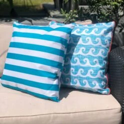 Aruba Blue Water Resistant Outdoor Cushion 8 Aruba Blue Water Resistant Outdoor Cushion -Home Decor Shop 1000169710 alt02