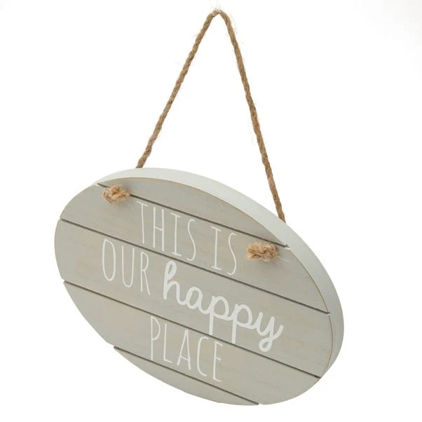Grey Happy Place Hanging Plaque 1 Grey Happy Place Hanging Plaque