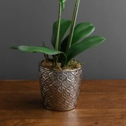 Artificial Orchid White In Silver Pot 7 Artificial Orchid White In Silver Pot -Home Decor Shop 30647592 alt03