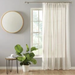 Boucle Stripe Tape Top Single Voile Panel -Home Decor Shop 30672857 alt01