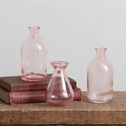 Set Of 3 Artificial Pretty Boho Stems In Pink Glass Vases 7 Set Of 3 Artificial Pretty Boho Stems In Pink Glass Vases -Home Decor Shop 30752449 alt02