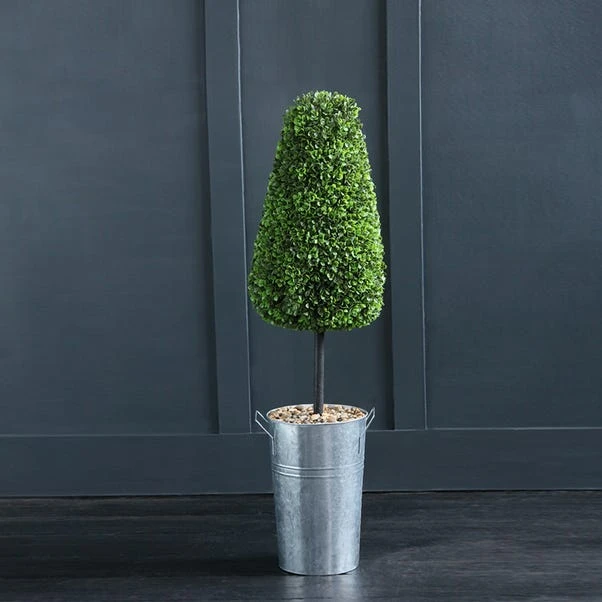 Artificial Conical Boxwood Topiary In Metal Plant Pot 1 Artificial Conical Boxwood Topiary In Metal Plant Pot