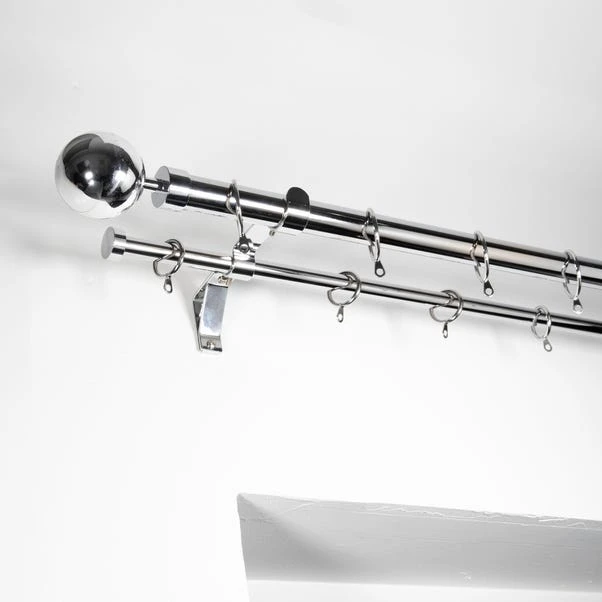 Oslo Double Layer Extendable Metal Curtain Pole With Rings 1 Oslo Double Layer Extendable Metal Curtain Pole With Rings