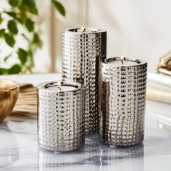 Set Of 3 Dimpled Tealight Holders 12 Set Of 3 Dimpled Tealight Holders -Home Decor Shop 30851426