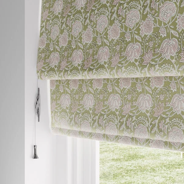 Woodblock Floral Blackout Roman Blind 10 Woodblock Floral Blackout Roman Blind - Image 10