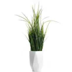 Artificial Grass In White Geometric Plant Pot -Home Decor Shop 30860964 alt02
