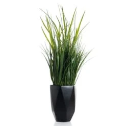 Artificial Grass In White Geometric Plant Pot -Home Decor Shop 30860965 alt02