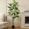 Artificial Real Touch Rubber Tree In Black Plant Pot