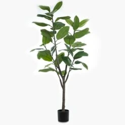 Artificial Real Touch Rubber Tree In Black Plant Pot -Home Decor Shop 30861031 alt02