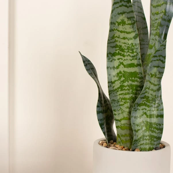 Artificial Sansevieria Plant In Cream Cement Plant Pot 2 Artificial Sansevieria Plant In Cream Cement Plant Pot - Image 2