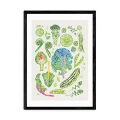 East End Prints Green Harvest Of Fruit & Vegetables Framed Print -Home Decor Shop 30865308 alt01