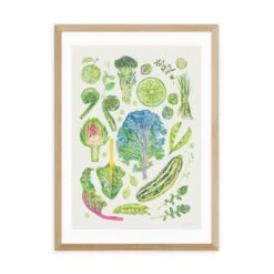 East End Prints Green Harvest Of Fruit & Vegetables Framed Print -Home Decor Shop 30865309 alt01