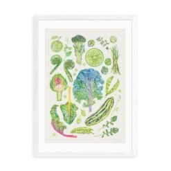 East End Prints Green Harvest Of Fruit & Vegetables Framed Print -Home Decor Shop 30865310 alt01
