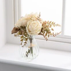 Artificial Dried Rose Bouquet In Glass Vase -Home Decor Shop 30869571 alt03