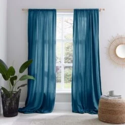 Cotton Muslin Slot Top Curtains -Home Decor Shop 30870820 alt01