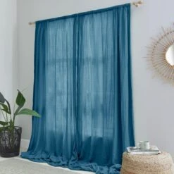 Cotton Muslin Slot Top Curtains -Home Decor Shop 30870820 alt04