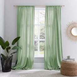 Cotton Muslin Slot Top Curtains -Home Decor Shop 30870823 alt01