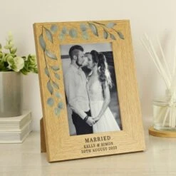 Personalised Botanical Oak Effect Portrait Photo Frame -Home Decor Shop 30880829 alt02
