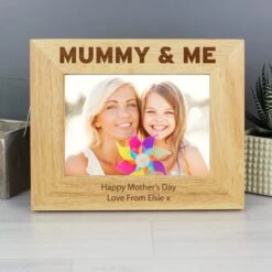Personalised Mummy And Me Light Wood Landscape Photo Frame