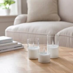 Set Of 3 LED Glass Pillar Candles -Home Decor Shop 30897725 alt01