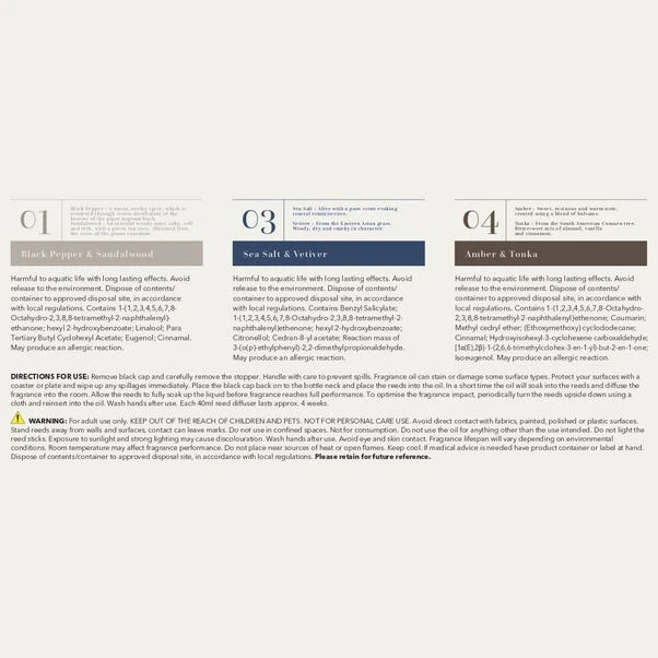 Set Of 3 Black Pepper & Sandalwood, Amber & Tonka And Sea Salt & Vetiver Diffuser Gift Set 7 Set Of 3 Black Pepper & Sandalwood, Amber & Tonka And Sea Salt & Vetiver Diffuser Gift Set - Image 7