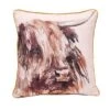Meg Hawkins Highland Cow Square Cushion With Wooden Buttons
