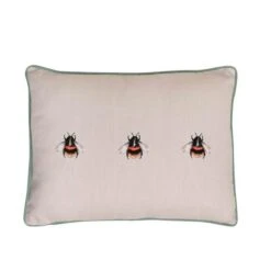 Meg Hawkins Bee Rectangular Cushion With Wooden Buttons