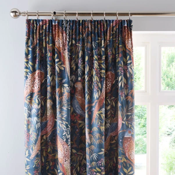 Woodland Pheasant Pencil Pleat Curtains 1 Woodland Pheasant Pencil Pleat Curtains