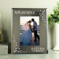 Personalised Mr And Mrs Diamante Glass Photo Frame 8 Personalised Mr And Mrs Diamante Glass Photo Frame -Home Decor Shop 30908368 alt02