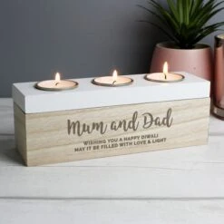 Personalised Free Text Triple Tealight Holder -Home Decor Shop 30908381 alt03