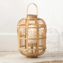 Bamboo And Glass Lantern -Home Decor Shop 30912221