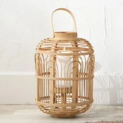 Bamboo And Glass Lantern -Home Decor Shop 30912222