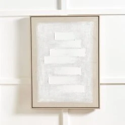 White And Natural Textured Framed Canvas