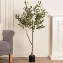 Artificial Olive Tree In Black Plastic Plant Pot