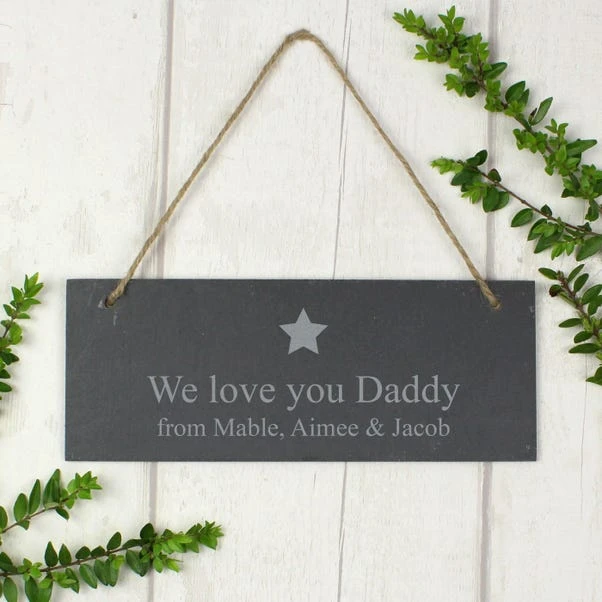 Personalised Star Motif Hanging Slate Plaque 1 Personalised Star Motif Hanging Slate Plaque