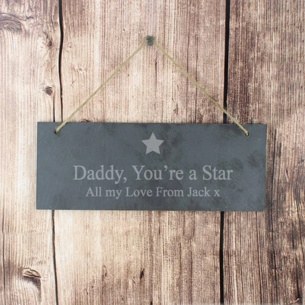 Personalised Star Motif Hanging Slate Plaque 3 Personalised Star Motif Hanging Slate Plaque - Image 3
