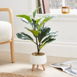 Artificial Fiddle Leaf Fig In Footed Plant Pot
