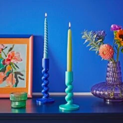 Sophie Robinson Turquoise Twisted Candlestick Holder