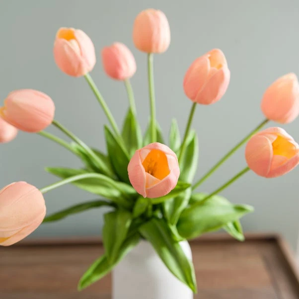 Artificial Tulip Arrangement In Textured Ceramic Vase 3 Artificial Tulip Arrangement In Textured Ceramic Vase - Image 3