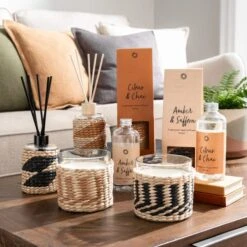 Woven Amber & Saffron Multi Wick Candle -Home Decor Shop 30923435 alt05