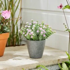 Artificial Flowers In Grey Plant Pot -Home Decor Shop 30925733
