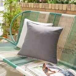 Pack Of 2 Grey Outdoor Square Cushion Covers