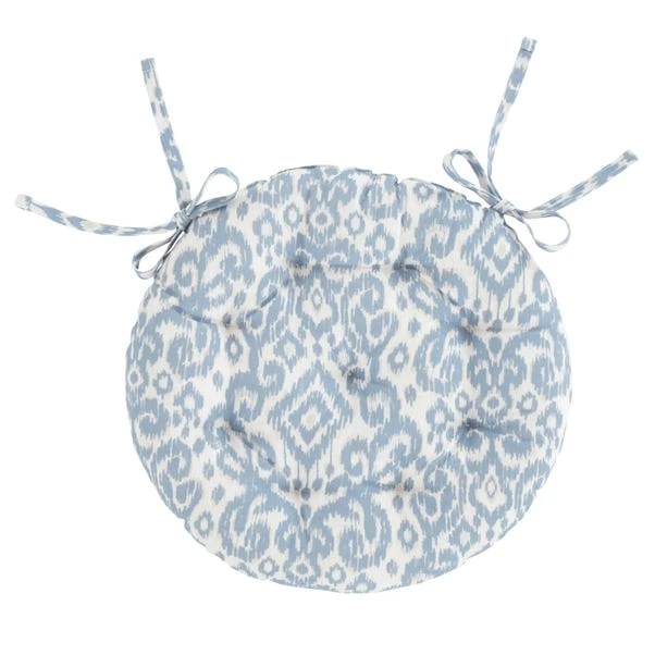 Light Blue Ikat Round Seat Pad 4 Light Blue Ikat Round Seat Pad - Image 4