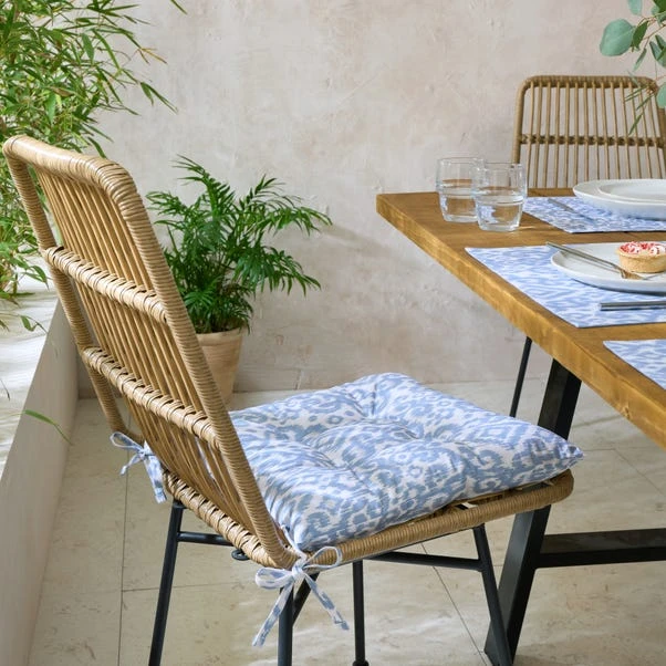 Light Blue Ikat Square Seat Pad 1 Light Blue Ikat Square Seat Pad