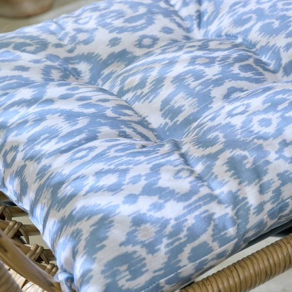 Light Blue Ikat Square Seat Pad 3 Light Blue Ikat Square Seat Pad - Image 3