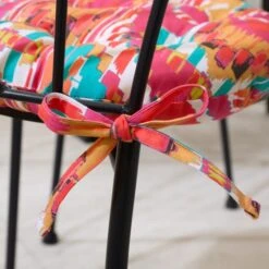 Pink Stripe Ikat Round Seat Pad -Home Decor Shop 30931910 alt02