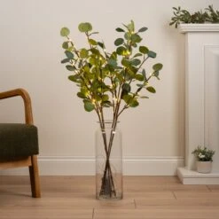 Set Of 2 Pre-lit Artificial Eucalyptus Branches
