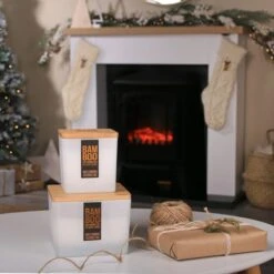 Heart And Home Bamboo Welcoming Evening Fire Centrepiece Candle -Home Decor Shop 30945386 alt03