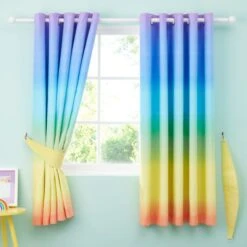 Bright Rainbow Ombre Blackout Eyelet Curtains -Home Decor Shop 30957214 alt05