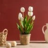 Artificial Tulip Spray In Cement Plant Pot